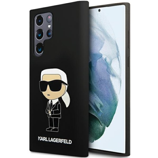 Karl Lagerfeld Silicone Ikonik series Back Case KLHCS24LSNIKBCK priekš Samsung Galaxy S24 Ultra 5G S928 - Melns - silikona aizmugures apvalks / bampers-vāciņš