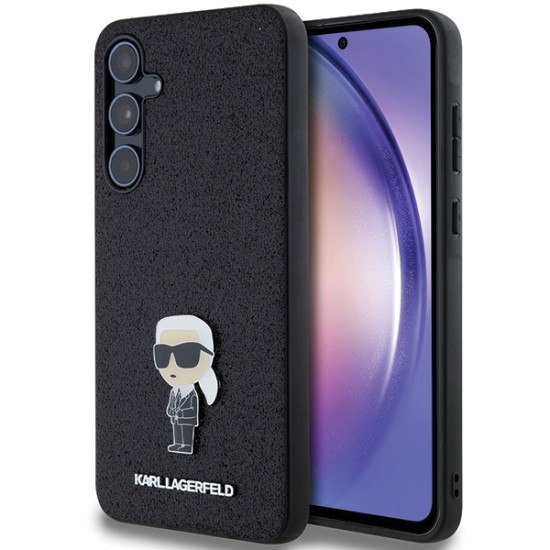 Karl Lagerfeld Fixed Glitter Ikonik Logo Metal Pin series Back Case KLHCSA55GKNPSK priekš Samsung Galaxy A55 5G A556 - Melns - silikona-plastikāta aizmugures apvalks / bampers-vāciņš