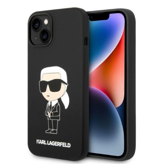 Karl Lagerfeld Silicone Ikonik series Back Case KLHCP13MSNIKBCK priekš Apple iPhone 13 - Melns - silikona aizmugures apvalks / bampers-vāciņš