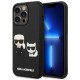 Karl Lagerfeld 3D Karl & Choupette Ikonik series Back Case KLHCP14L3DRKCNK priekš Apple iPhone 14 Pro - Melns - mākslīgās ādas aizmugures apvalks / bampers-vāciņš