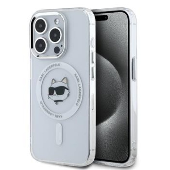 Karl Lagerfeld Karl & Choupette Heads Metal Frame MagSafe series Back Case KLHMP14XHLSCHH priekš Apple iPhone 14 Pro Max - Caurspīdīgs - silikona aizmugures apvalks / bampers-vāciņš