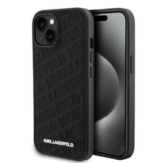 Karl Lagerfeld PU Quilted Pattern Case series Back Case KLHCP15XPQKPMK priekš Apple iPhone 15 Pro Max - Melns - mākslīgās ādas aizmugures apvalks / bampers-vāciņš