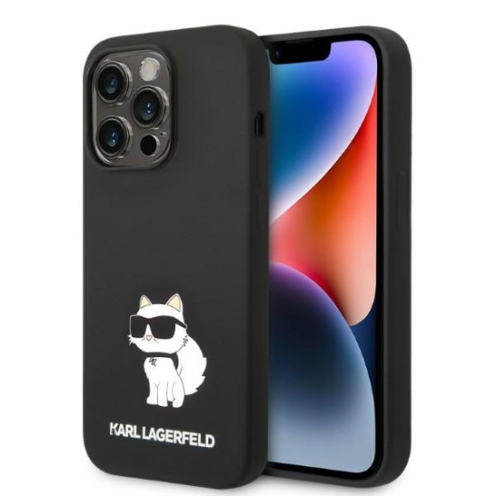 Karl Lagerfeld Silicone Choupette series Back Case KLHCP15XSNCHBCK priekš Apple iPhone 15 Pro Max - Melns - silikona aizmugures apvalks / bampers-vāciņš