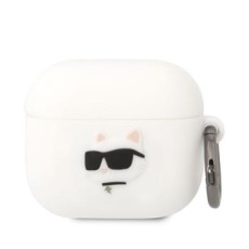 Karl Lagerfeld KLA3RUNCHH Silicone Choupette Head Series Case priekš Apple Airpods 3 - Balts - silikona apvalks bezvadu austiņu lādēšanas ierīcei