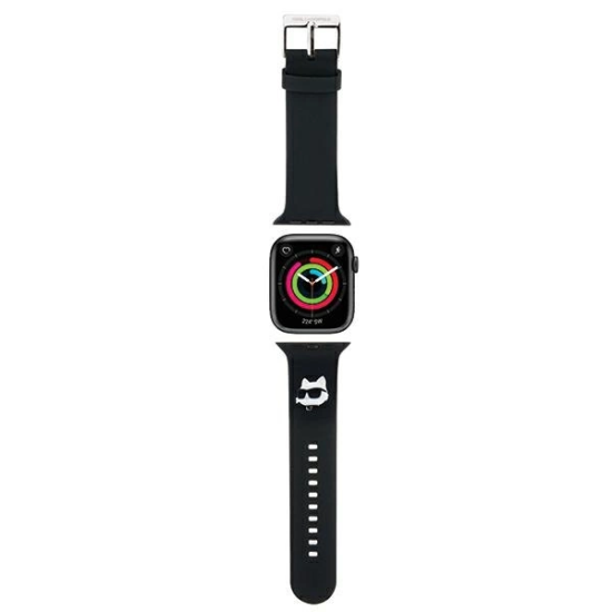 Karl Lagerfeld 3D Rubber Choupette Heads Series Watch Band KLAWLSLCNK priekš Apple Watch 42 / 44 / 45 / 46mm / Ultra 49 mm - Melns - silikona siksniņa viedpulksteņiem