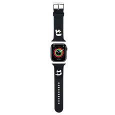 Karl Lagerfeld 3D Rubber Karl & Choupette Heads Series Watch Band KLAWMSLKCNK priekš Apple Watch 38 / 40 / 41 mm / Series 10 / 11 (42mm) - Melns - silikona siksniņa viedpulksteņiem