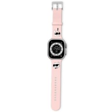Karl Lagerfeld 3D Rubber Karl & Choupette Heads Series Watch Band KLAWMSLKCNP priekš Apple Watch 38 / 40 / 41 mm / Series 10 / 11 (42mm) - Rozā - silikona siksniņa viedpulksteņiem