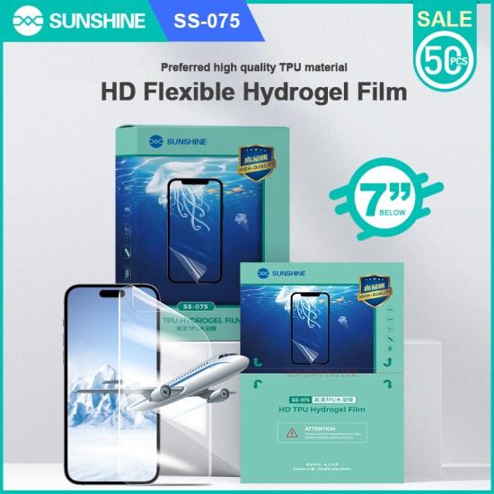 SS-075 Elastīga hidrogēla HD plēve telefoniem (Korea TPU 0.1mm)