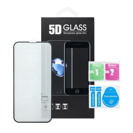 5D Full Glue Tempered Glass screen protector priekš Xiaomi 13T 5G / 13T Pro 5G - Melns - Ekrāna Aizsargstikls / Bruņota Stikla Aizsargplēve