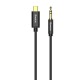 Baseus (CAM01-01) 3.5mm Male to Type-C Stereo Aux Audio cable (length: 1.2M) - Melns - audio vads kabelis