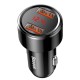 Baseus Digital Display PD / QC 4.0 2xUSB 6A / 45W Car Charger - Melns - USB Auto lādētājs telefoniem un planšetdatoriem