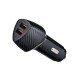 Forcell Carbon 36W Car Charger with 2x USB QC 3.0 18W socket - Melns - USB ātrs auto lādētājs telefoniem un planšetdatoriem