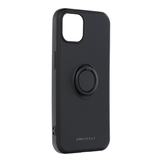 RoarKorea Amber Ring Back Case priekš Apple iPhone 16 - Melns - silikona aizmugures apvalks ar gredzenu / bampers-vāciņš