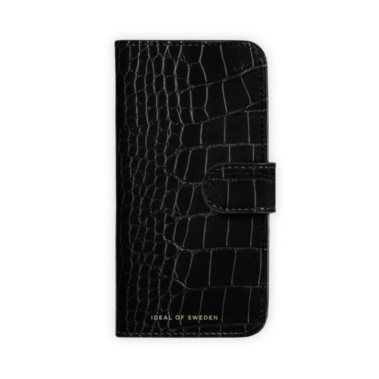 iDeal of Sweden Magnet Wallet+ Case priekš Apple iPhone 16 Pro Max - Black Croco - mākslīgās ādas sāniski atverams maciņš ar bamperu uz magnēta