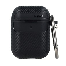 Carbon Case priekš Apple Airpods Pro - Melns - silikona apvalks bezvadu austiņu lādēšanas ierīcei ar karabīni un silikona auklu