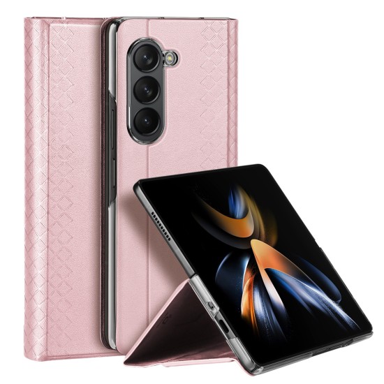 Dux Ducis Bril Case priekš Samsung Galaxy Fold6 5G - Rozā Zelts - sāniski atverams maciņš