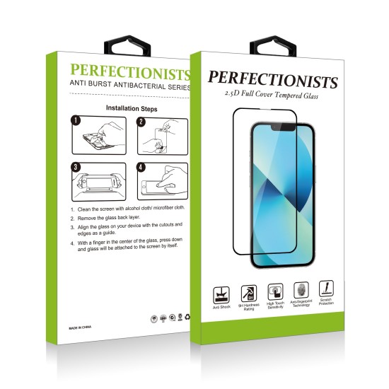 2.5D Perfectionists Full Glue Tempered Glass screen protector priekš Xiaomi 13T / 13T Pro - Melns - Ekrāna Aizsargstikls / Bruņota Stikla Aizsargplēve