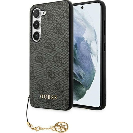 Guess 4G Charms series Back Case GUHCSA55GF4GGR priekš Samsung Galaxy A55 5G A556 - Pelēks - mākslīgās ādas aizmugures apvalks / bampers-vāciņš