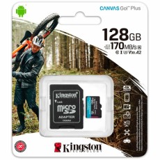 Kingston 128GB Micro SDHC CANVAS Go Plus SDCS2​ Card class10 UHS-I ar SD Adapteri Atmiņas karte
