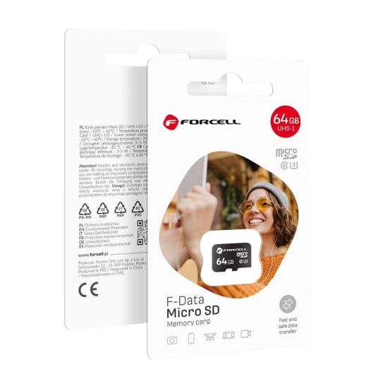 Forcell F-Data 64GB Micro SDHC Card UHS-I U3 class10 Atmiņas karte