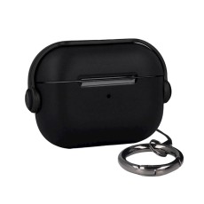 Silicone Case priekš Apple Airpods 4 - Melns - silikona apvalks bezvadu austiņu lādēšanas ierīcei ar karabīni