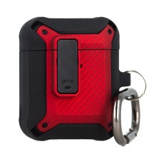 Nitro Case priekš Apple Airpods 4 - Sarkans - triecieniztrurīgs silikona-plastikāta apvalks bezvadu austiņu lādēšanas ierīcei ar karabīni