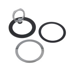 Magnetic MagSafe Ring Mount with Metal Ring (2.pcs) - Melns - Universāls magnētisks gredzens-turētājs telefonam