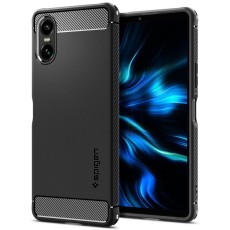 Spigen Rugged Armor Back Case priekš Sony Xperia 10 VI - Melns - triecienizturīgs silikona aizmugures apvalks / bampers-vāciņš