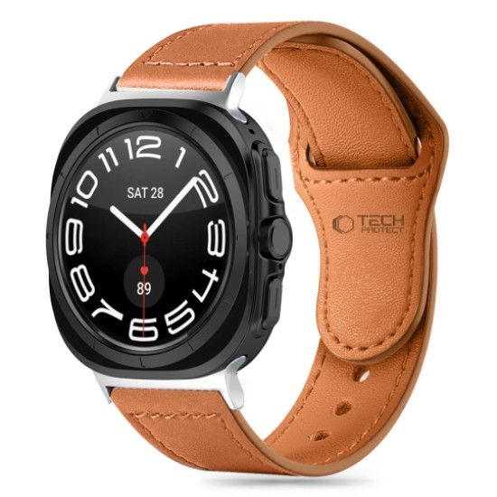 Tech-Protect Leather Fit Strap priekš Samsung Galaxy Watch Ultra (47mm) - Brūns - dabīgās ādas siksniņas (jostas) priekš pulksteņiem