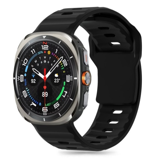 Tech-Protect Silicone Line Strap priekš Samsung Galaxy Watch Ultra (47mm) - Melns - silikona siksniņas (jostas) priekš pulksteņiem