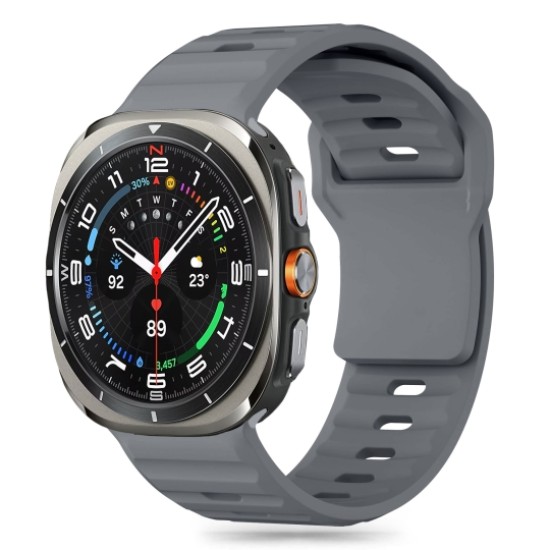 Tech-Protect Silicone Line Strap priekš Samsung Galaxy Watch Ultra (47mm) - Pelēks - silikona siksniņas (jostas) priekš pulksteņiem