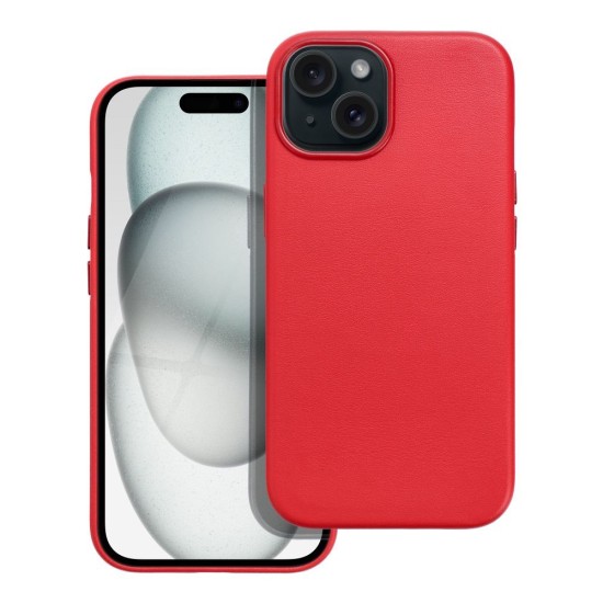 Leather MagSafe Back Case priekš Samsung Galaxy S25 Plus 5G S936 - Sarkans - mākslīgās ādas aizmugures apvalks / bampers-vāciņš