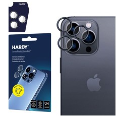 3MK Hardy Lens Protection Pro Tempered Glass camera protector priekš Apple iPhone 16 Pro / 16 Pro Max - Melns - aizmugurējās kameras aizsargstikls