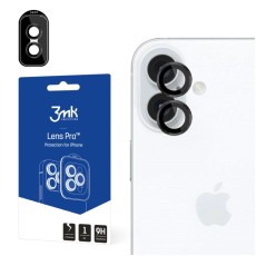 3MK Lens Protection Pro Tempered Glass camera protector priekš Apple iPhone 16 / 16 Plus - Melns - aizmugurējās kameras aizsargstikls