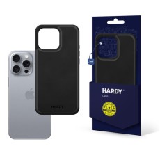 3MK Hardy Silky Leather MagSafe Case priekš Apple iPhone 16 Pro - Melns - mākslīgās ādas aizmugures apvalks / bampers-vāciņš