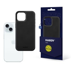 3MK Hardy Silky Leather MagSafe Case priekš Apple iPhone 15 - Melns - mākslīgās ādas aizmugures apvalks / bampers-vāciņš