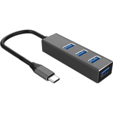 Hub USB Type-C to 4xUSB 3.0 Conventer Adapter - Melns - USB adapteris telefoniem vai planšetdatoriem ar Type-C ieeju / konektoru