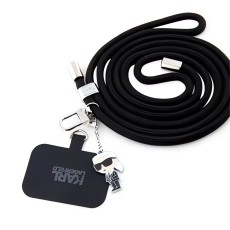 Karl Lagerfeld Ikonik Pins Universal Crossbody Strap Cord - Melns - Regulējama kakla vai rokas lente