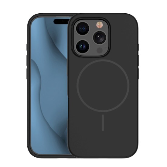 Silicone Thin Mag Case with MagSafe priekš Apple iPhone 15 Pro Max - Melns - silikona aizmugures apvalks / bampers-vāciņš