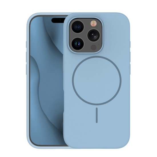 Silicone Thin Mag Case with MagSafe priekš Apple iPhone 15 Pro Max - Gaiši Zils - silikona aizmugures apvalks / bampers-vāciņš