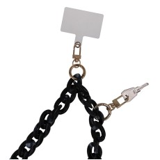 Long Mottled Phone Chain - Melna - plastmasas kakla aukla