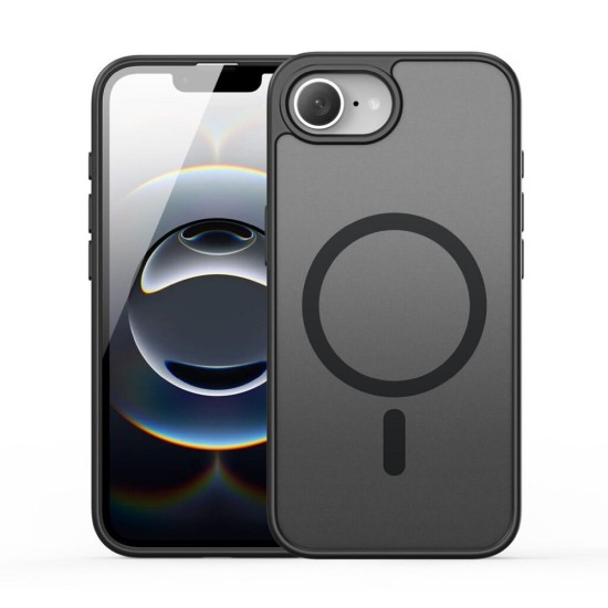 Dux Ducis Yind Back Case with MagSafe priekš Apple iPhone 16e - Melns - silikona-plastikāta aizmugures apvalks / bampers-vāciņš