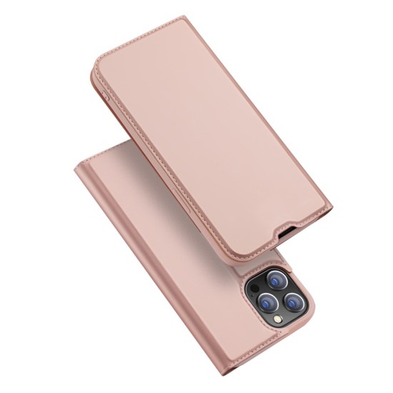 Dux Ducis Skin Pro series priekš Apple iPhone 16e - Rozā Zelts - sāniski atverams maciņš ar magnētu un stendu