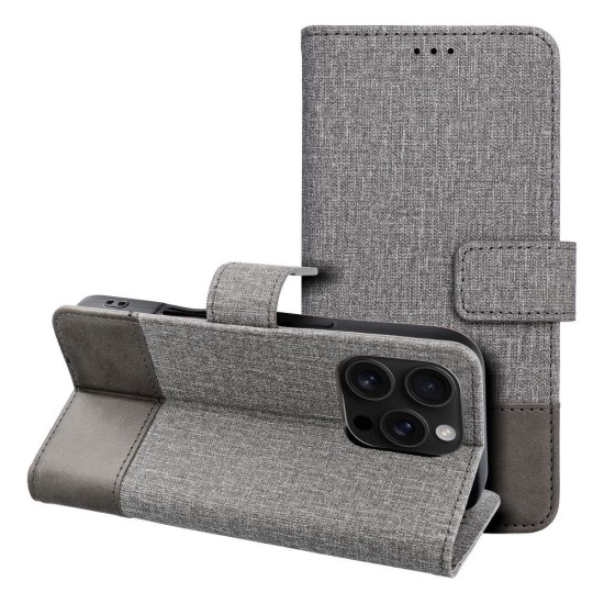 Gomma Book Case priekš Xiaomi Redmi Note 14 4G (164.84 mm) - Pelēks - sāniski atverams maciņš ar magnētu un stendu