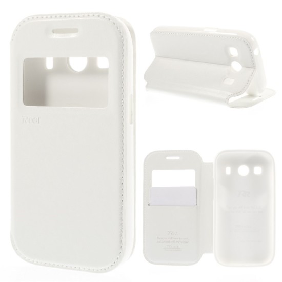 RoarKorea Noble View Samsung Galaxy Ace 4 G357 - Balts - sāniski atverams maciņš ar stendu un lodziņu (ādas maks, grāmatiņa, leather book wallet case cover stand)