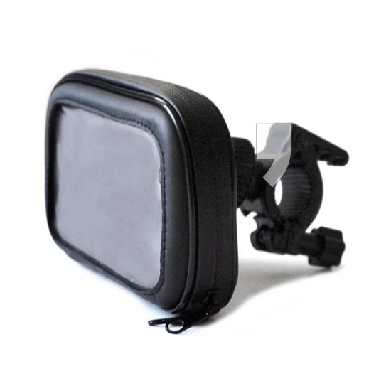 ART Leather Phone holder for Handlebar for Phone - Melns - Universāls telefona turētājs / maks uz motocikla stūres un rāvējslēdzēju