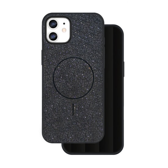 Glitter Thin Magsafe Back Case priekš Apple iPhone 13 - Melns - silikona aizmugures apvalks / bampers-vāciņš