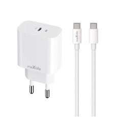 Maxlife MXTC-06-20C PD / QC 20W USB Type-C Tīkla Lādētājs USB Type-C vads - Balts - USB-C wall travel charger