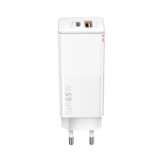 Forever Core Smart GaN 65W PD / QC 3.0 1x USB / 1x Type-C Tīkla Lādētājs - Balts - USB-C wall travel charger