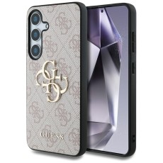 Guess 4G Big Metal Logo Collection Back Case GUHCS25M4GMGPI priekš Samsung Galaxy S25 Plus 5G S936 - Rozā - mākslīgās ādas aizmugures apvalks / bampers-vāciņš